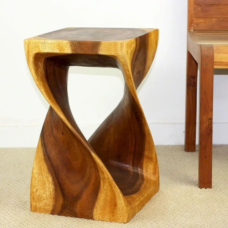 Haussmann Original Wood Twist Stool 12 X 12 X 20 In High Oak Oil - 12 x 12 x 20
