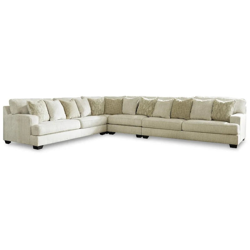 Signature Design by Ashley Rawcliffe Ivory and Peach 4-Piece Sectional Sofa