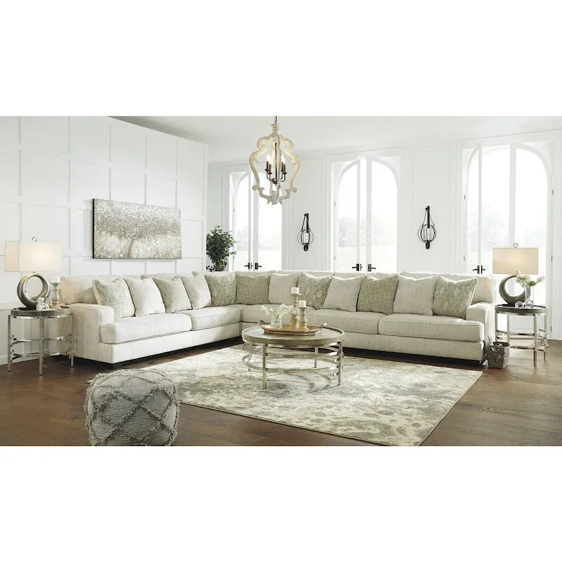 Signature Design by Ashley Rawcliffe Ivory and Peach 4-Piece Sectional Sofa