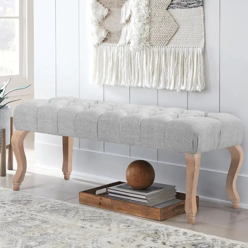 AVAWING Upholstered Tufted Ottoman Bench Accent Entryway Bench