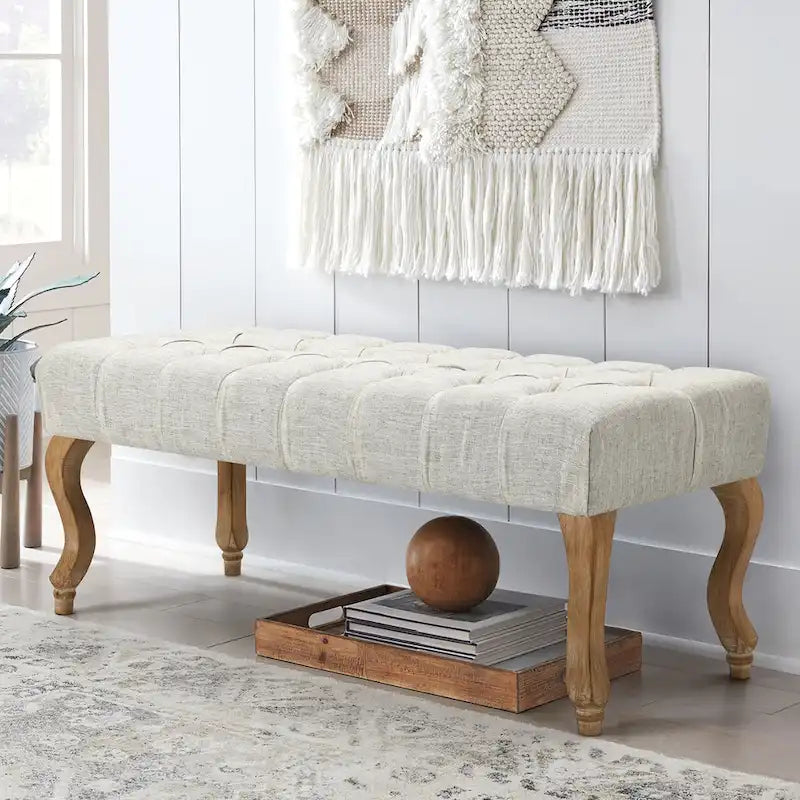 AVAWING Upholstered Tufted Ottoman Bench Accent Entryway Bench