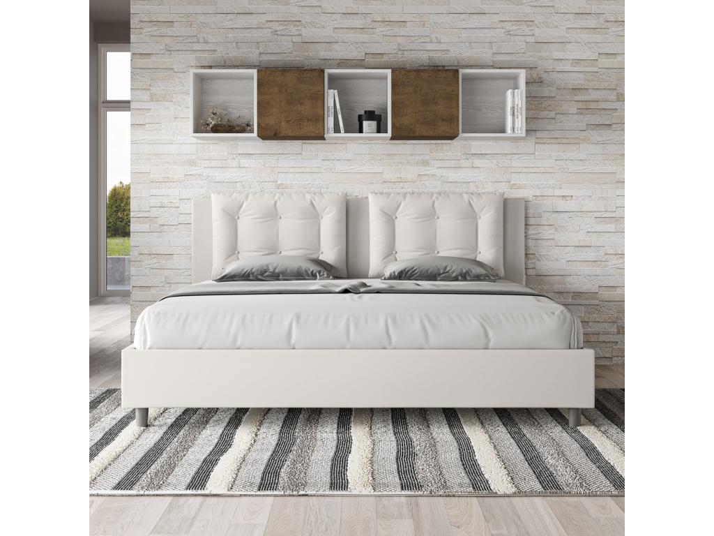 Elariva AKMG58922 Upholstered Storage Bed 180x190 White Faux Leather