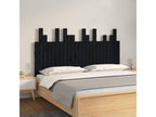 Wall-mounted headboard, black, 146.5x3x80 cm, solid pine wood, AFND07132