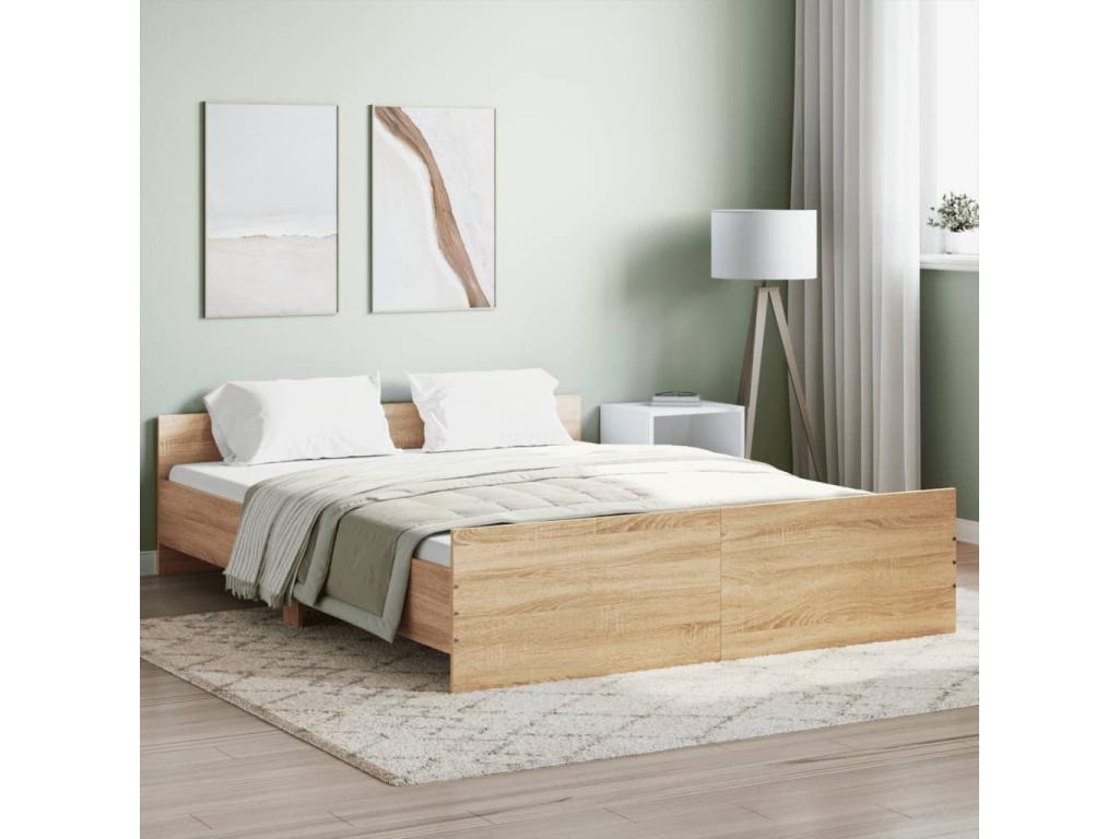 Bed frame with headboard and footboard, oak, 160x200 cm GHXP36915