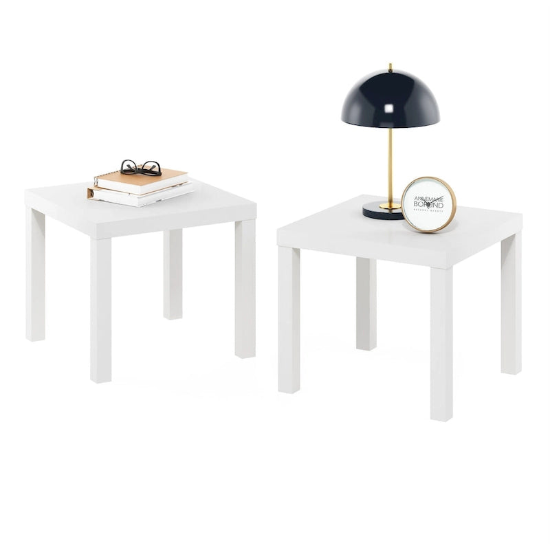 Furinno Classic Homey Square Side Table, Set of 2, Black