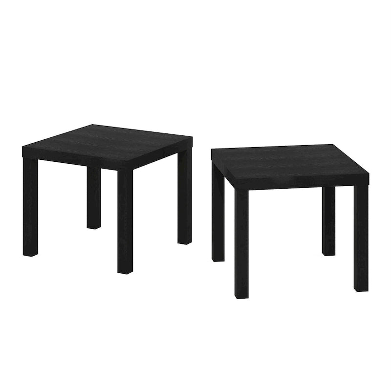 Furinno Classic Homey Square Side Table, Set of 2, Black
