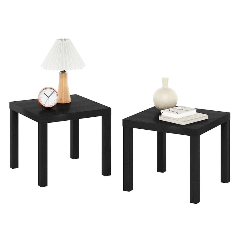 Furinno Classic Homey Square Side Table, Set of 2, Black