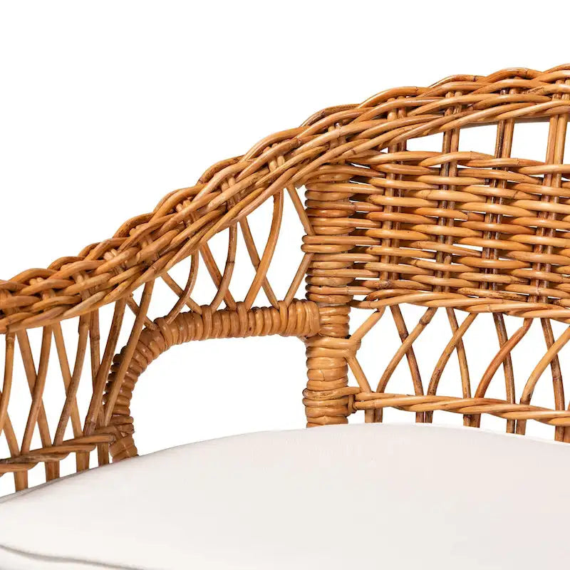 bali & pari Nella Modern Bohemian Natural Brown Rattan 2-Piece Dining Nook Banquette Set