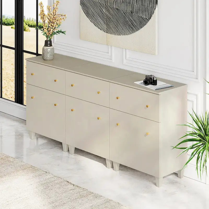 70.8 Sideboards Drawer Cabinet, 3-In-1 Kitchen Buffet Table