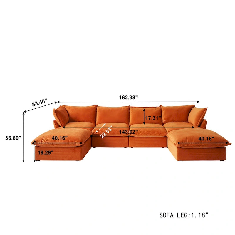 U Shape Couch Sectional for Living Room, Convertible Sectional Sofa, Modular Sectional Couch with Ottomans for Living Room