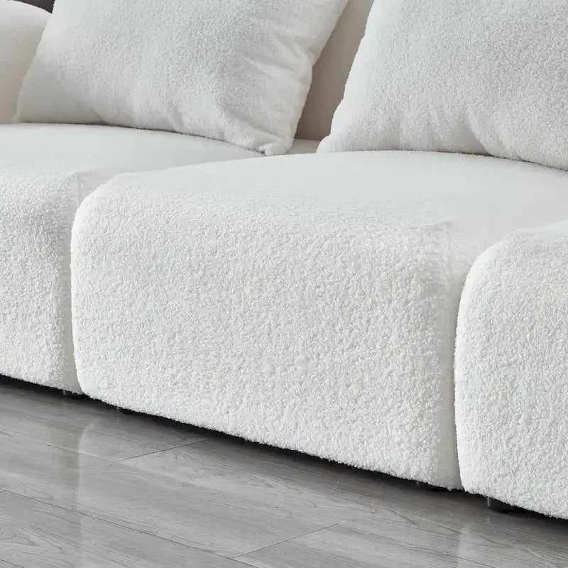 Living Room Furniture Three Seat Lazy Sofa Teddy Fabric White,High quality and durable