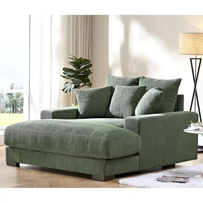 US Pride Furniture Luxe Oversized Soft Corduroy Fabric Chaise Sofa for Living Room and Bedroom