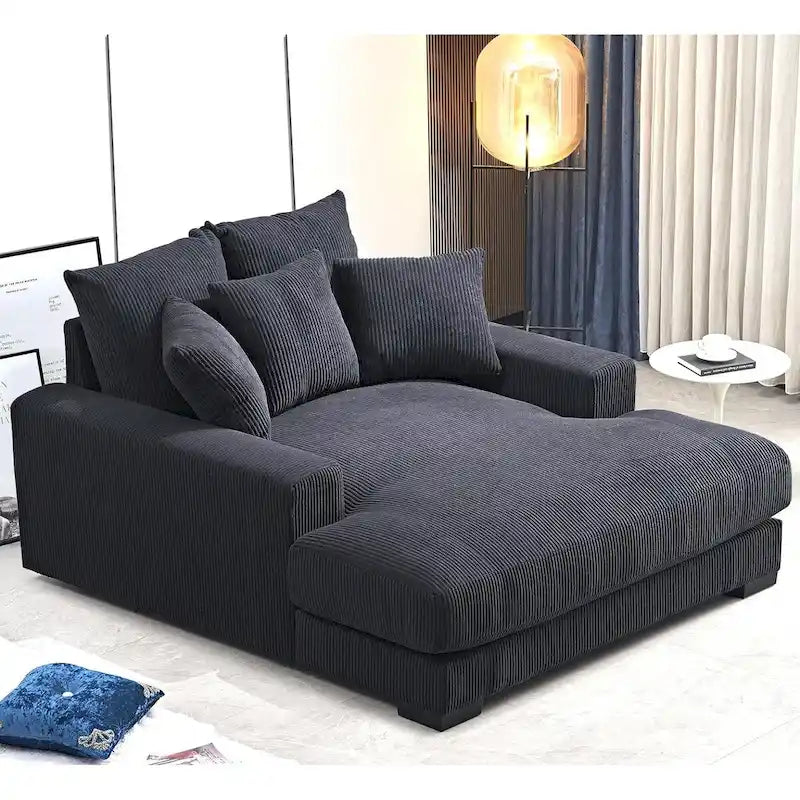 US Pride Furniture Luxe Oversized Soft Corduroy Fabric Chaise Sofa for Living Room and Bedroom
