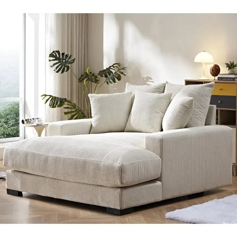 US Pride Furniture Luxe Oversized Soft Corduroy Fabric Chaise Sofa for Living Room and Bedroom