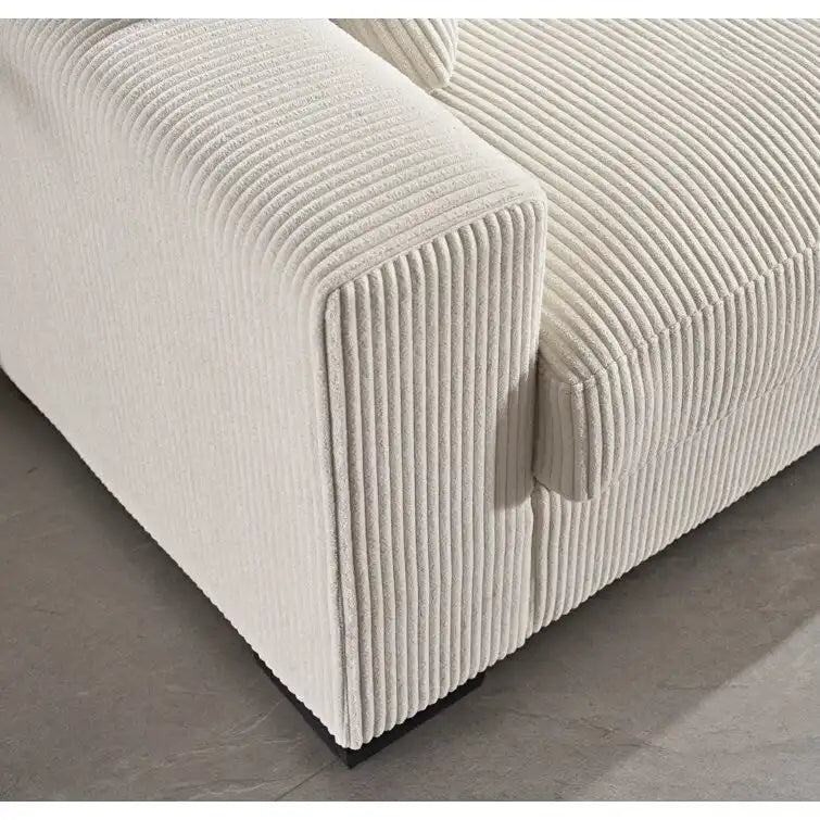 US Pride Furniture Luxe Oversized Soft Corduroy Fabric Chaise Sofa for Living Room and Bedroom