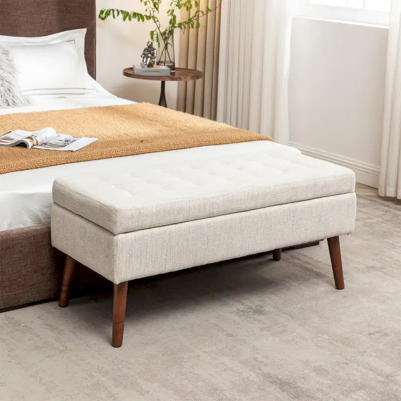 Linen Bed Bench with Storage