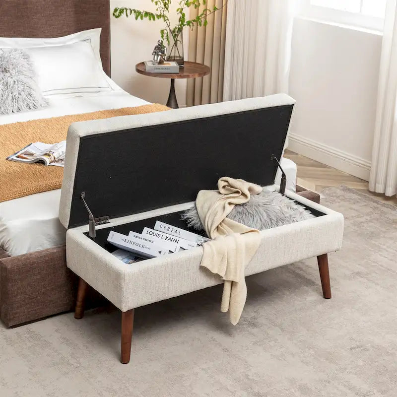 Linen Bed Bench with Storage