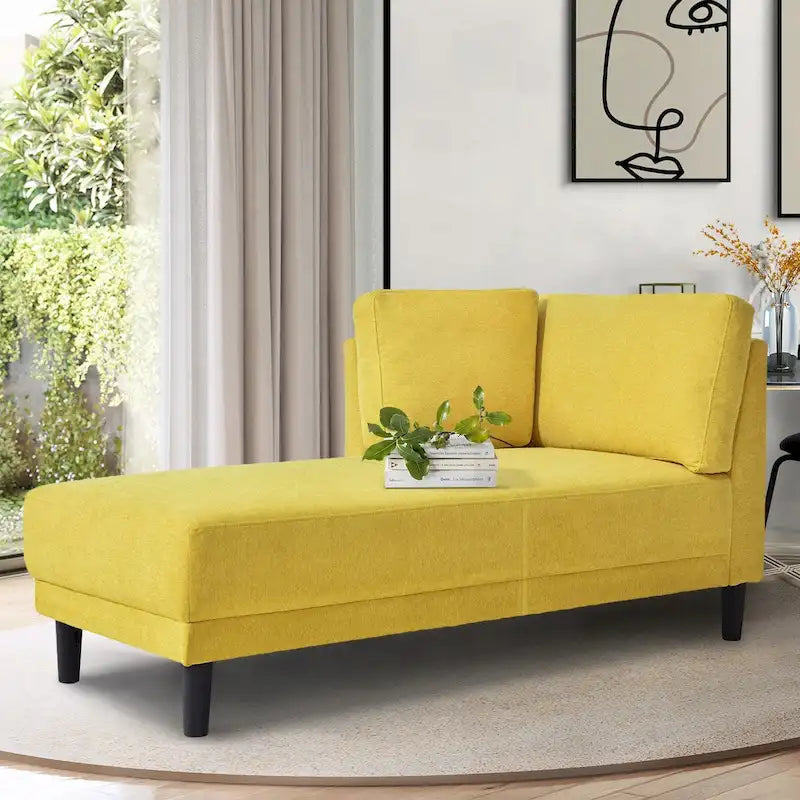 Mid-Century Modern Upholstered Chaise Lounge Sofa