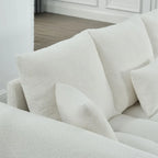 82 in Teddy Fabric Sofa Couch with 3 Back Pillows and 3 back Cushions Solid Wood Frame