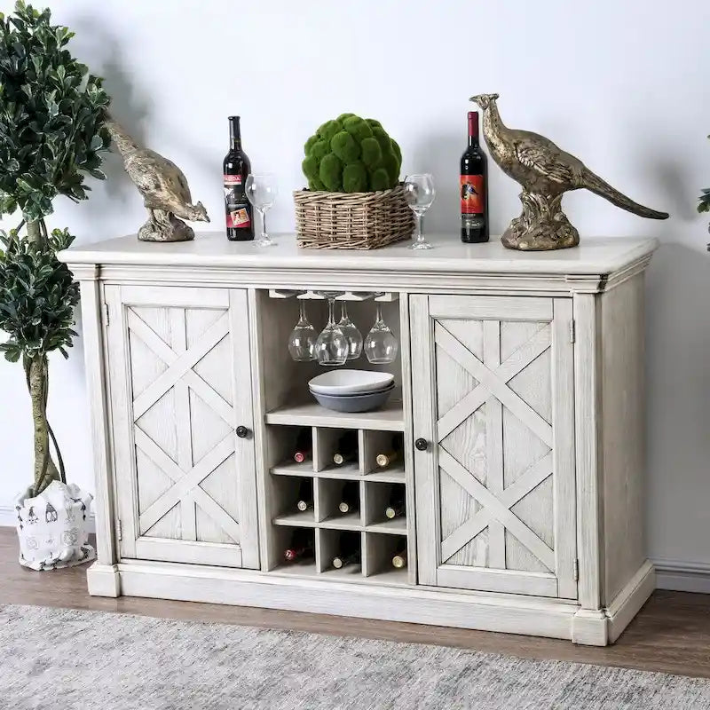 Furniture of America Hish Rustic White 57-inch Wood 5-shelf Buffet Server