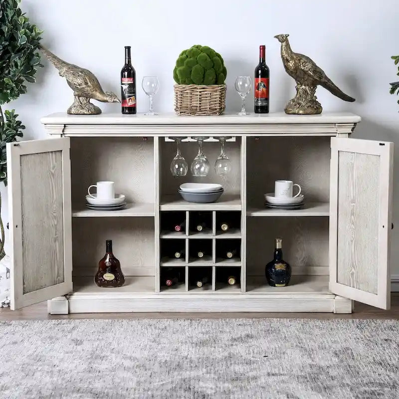 Furniture of America Hish Rustic White 57-inch Wood 5-shelf Buffet Server