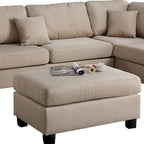 Linen Fabric 3 Pieces Sectional In Sand Beige