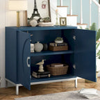 Storage Cabinet Accent Cabinet with Solid Wood Veneer and Metal Leg Frame for Living Room, Entryway