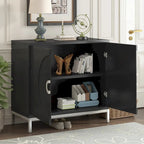 Storage Cabinet Accent Cabinet with Solid Wood Veneer and Metal Leg Frame for Living Room, Entryway