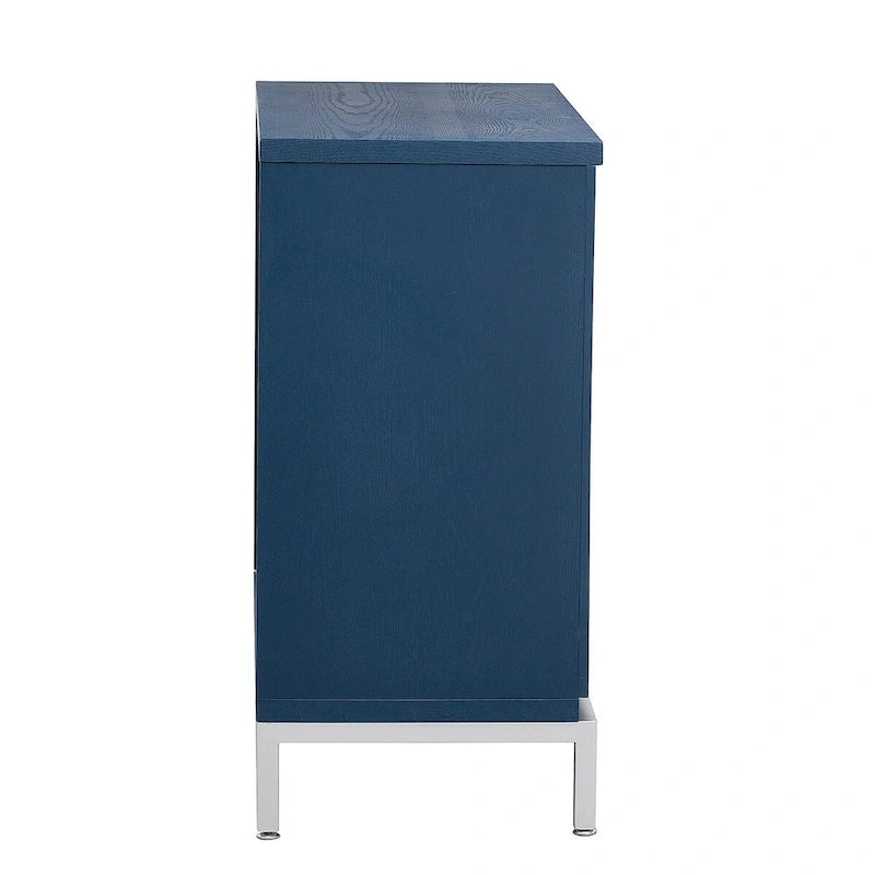 Storage Cabinet Accent Cabinet with Solid Wood Veneer and Metal Leg Frame for Living Room, Entryway