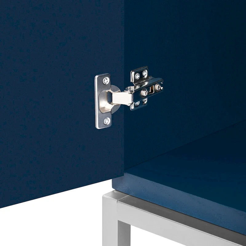 Storage Cabinet Accent Cabinet with Solid Wood Veneer and Metal Leg Frame for Living Room, Entryway