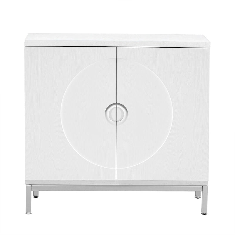 Storage Cabinet Accent Cabinet with Solid Wood Veneer and Metal Leg Frame for Living Room, Entryway