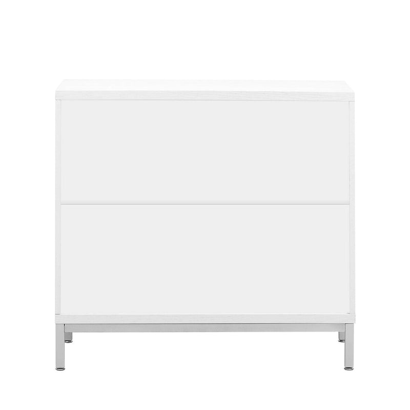 Storage Cabinet Accent Cabinet with Solid Wood Veneer and Metal Leg Frame for Living Room, Entryway