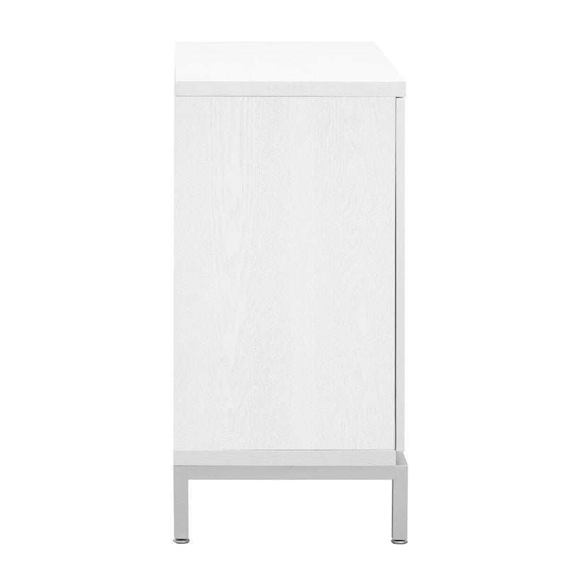 Storage Cabinet Accent Cabinet with Solid Wood Veneer and Metal Leg Frame for Living Room, Entryway