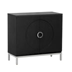 Storage Cabinet Accent Cabinet with Solid Wood Veneer and Metal Leg Frame for Living Room, Entryway