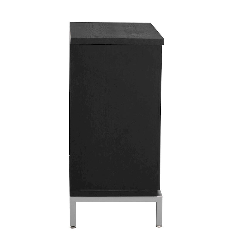 Storage Cabinet Accent Cabinet with Solid Wood Veneer and Metal Leg Frame for Living Room, Entryway