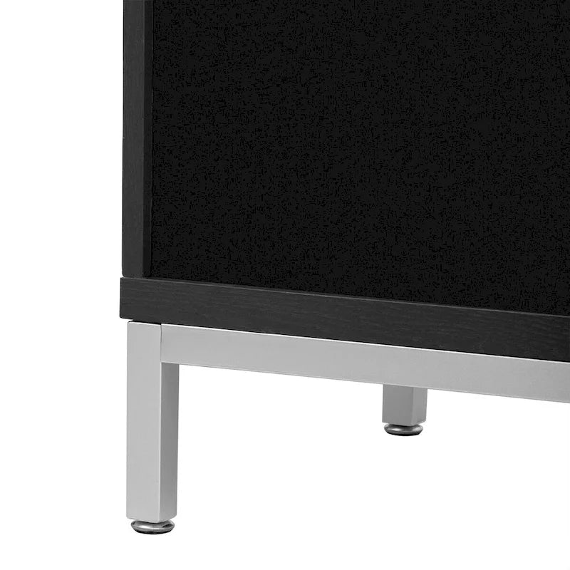 Storage Cabinet Accent Cabinet with Solid Wood Veneer and Metal Leg Frame for Living Room, Entryway