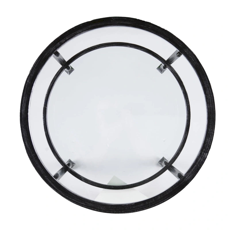 HomeRoots 24 Black Glass And Iron Round End Table - 24x24x24