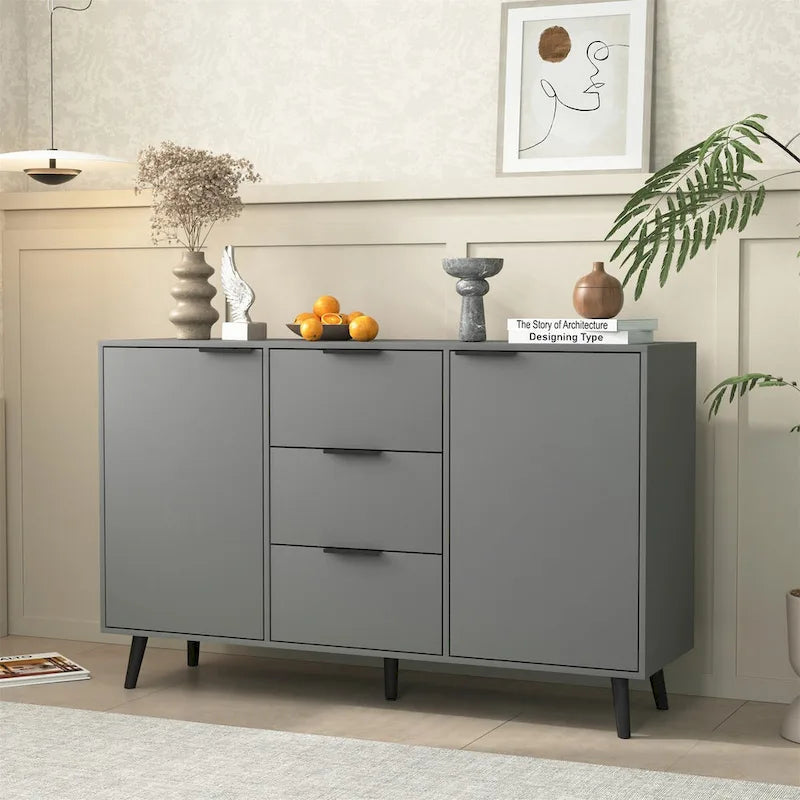 Wood Sideboard Buffet Cabinet with Storage, 3 Drawers & 2 Doors