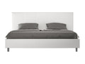 Elariva QEJP21758 White Faux Leather Upholstered Bed with Slatted Base 180x200
