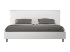Elariva QEJP21758 White Faux Leather Upholstered Bed with Slatted Base 180x200