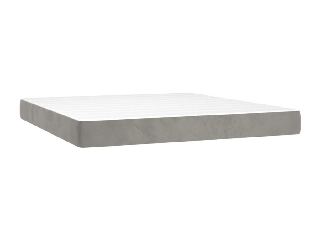 Bed base and mattress, light grey, 160x200cm, velvet, RBOT82671