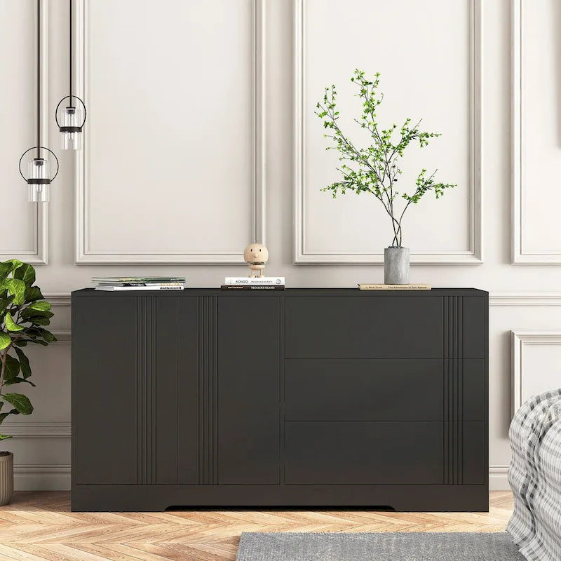 Sideboard Buffet Cabinet, Modern Kitchen Buffet Storage Cabinet with Drawer and Doors,Large Coffee Bar with Adjustable Shelves
