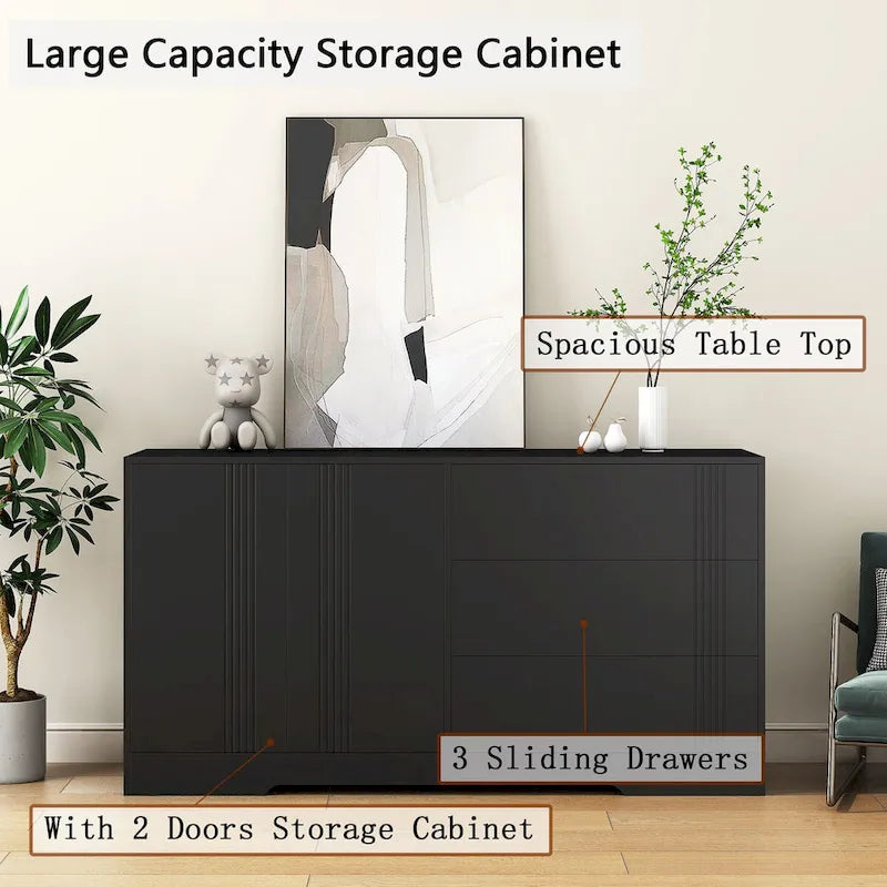 Sideboard Buffet Cabinet, Modern Kitchen Buffet Storage Cabinet with Drawer and Doors,Large Coffee Bar with Adjustable Shelves