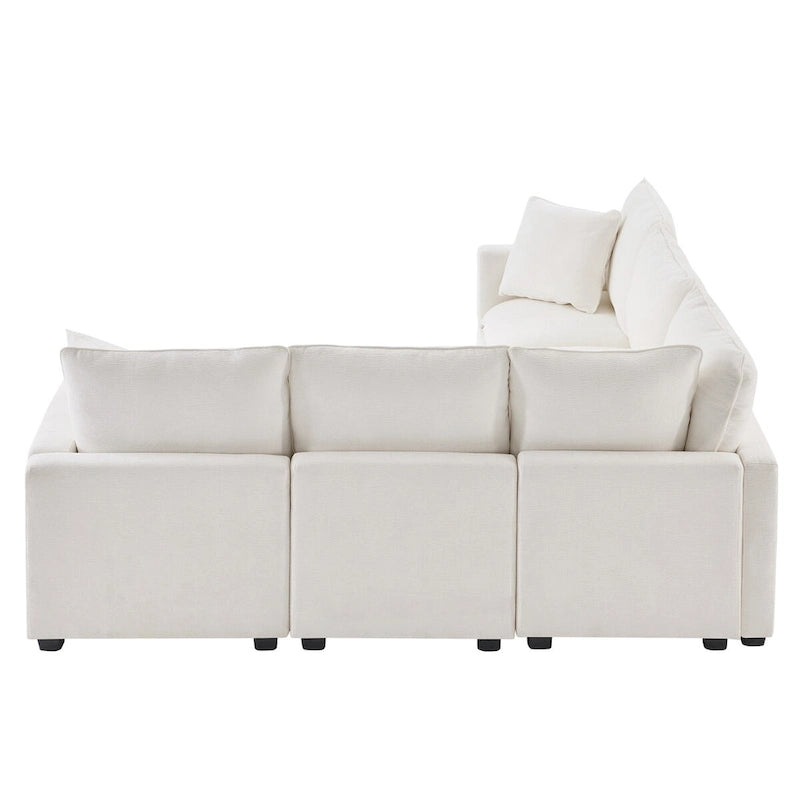 Nestfair Modern L Shape Modular Sofa 5 Seat Chenille Sectional Couch Set with 2 Pillows Included
