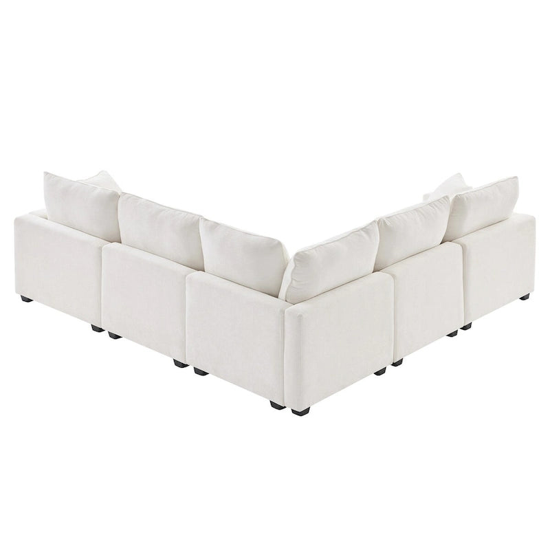 Nestfair Modern L Shape Modular Sofa 5 Seat Chenille Sectional Couch Set with 2 Pillows Included