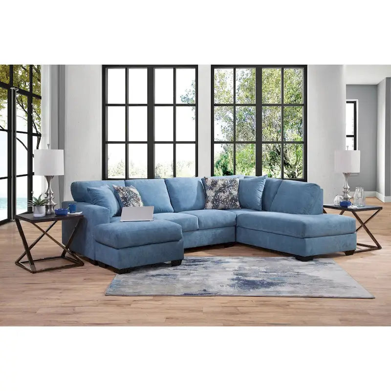 American Furniture Classics Bluebell Model A414V5-K2 U Shaped Sectional with 4 Throw Pillows
