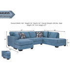 American Furniture Classics Bluebell Model A414V5-K2 U Shaped Sectional with 4 Throw Pillows