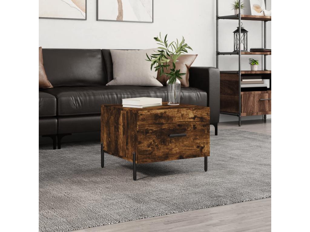 Smoked oak coffee table 50x50x40 Engineered wood KHQE33812