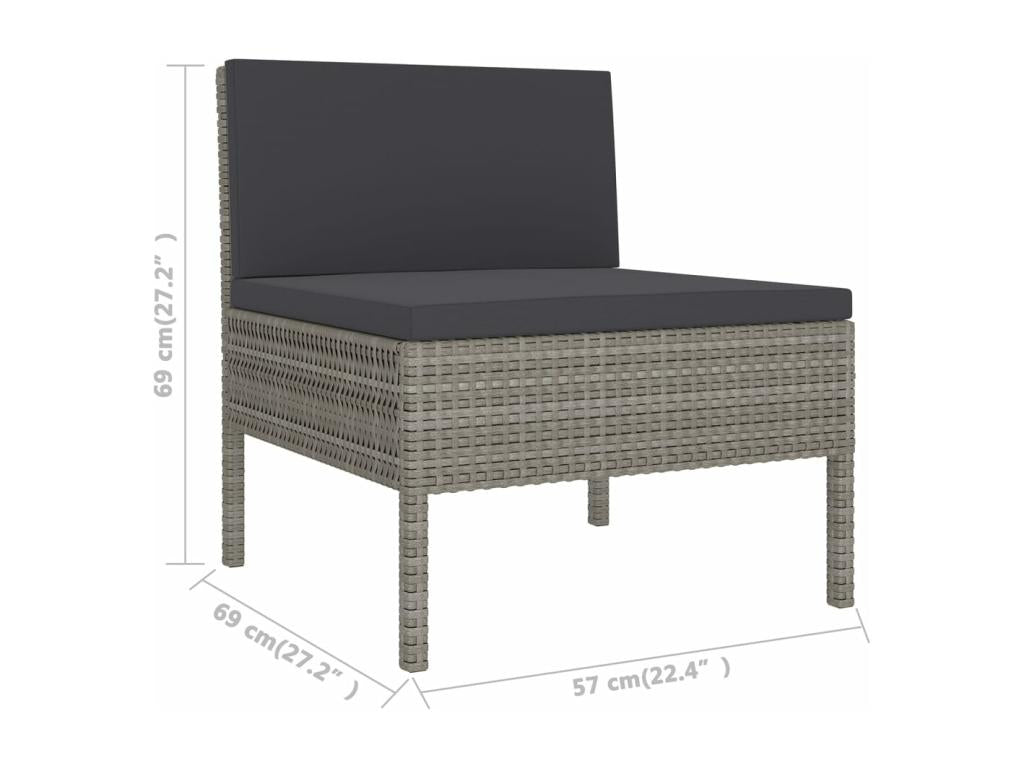 8-piece garden furniture set with cushions, grey woven resin JBFV87243