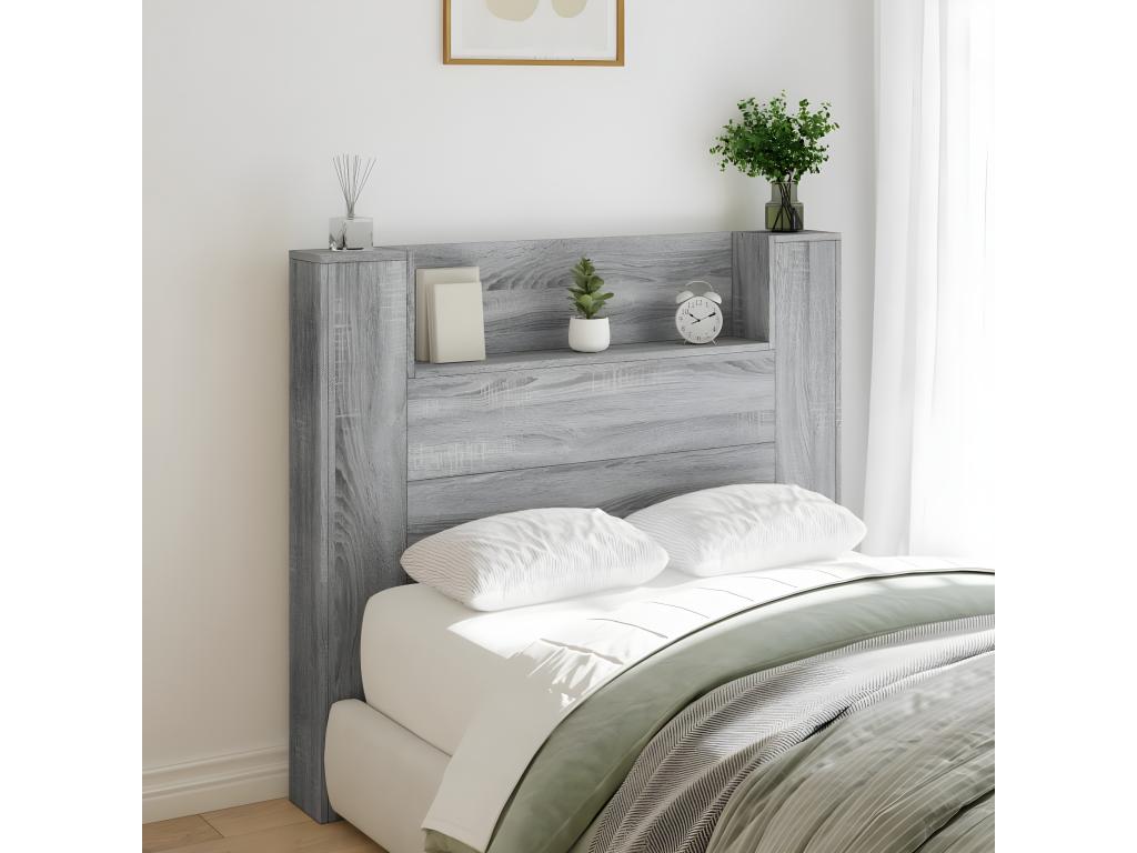 Grey LED Headboard Wardrobe 120x16.5x103.5 cm FNVC89506